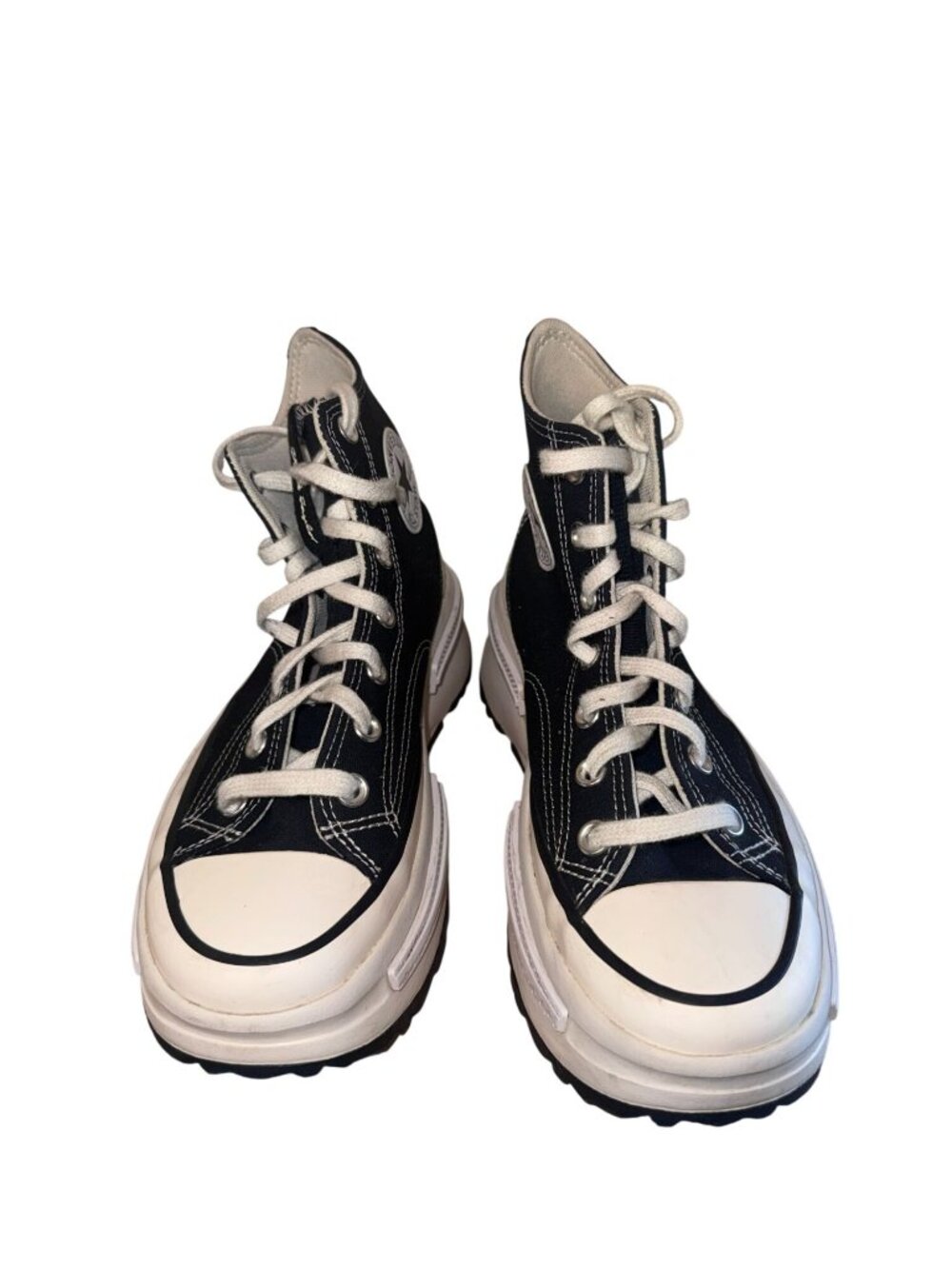 Converse Run Star Hike High Top Platform Sneakers Black & White Womens Size 7